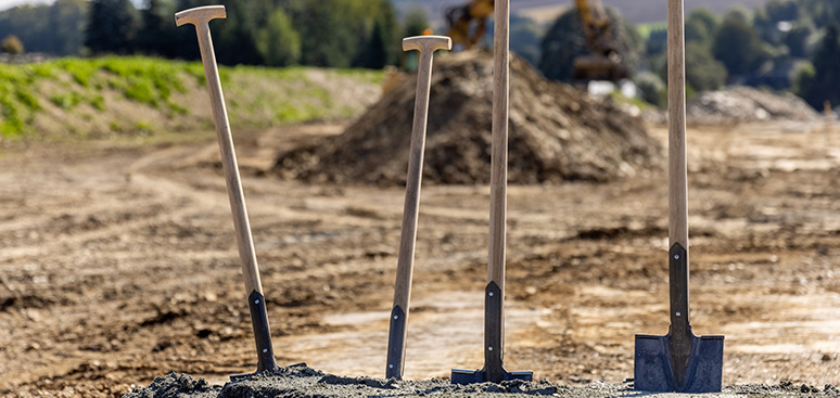 shovels on a construction site